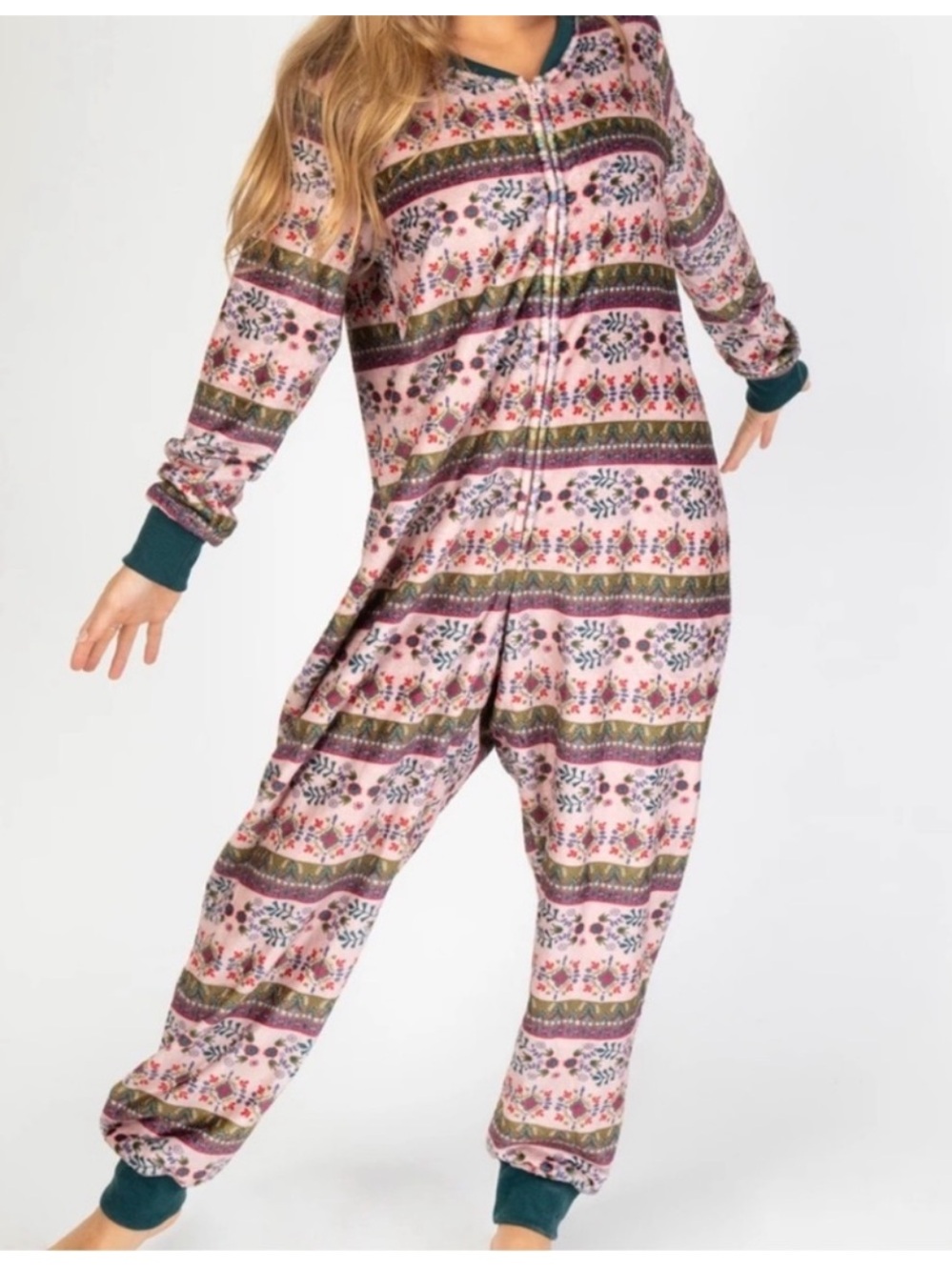 Natural Life fleece onsie pink floral